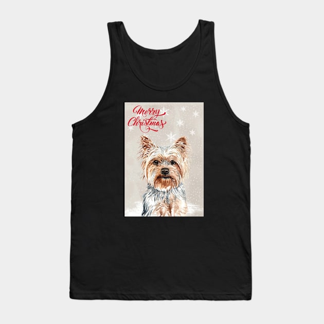 Yorkshire Terrier Dog Christmas Tank Top by Puppy Eyes